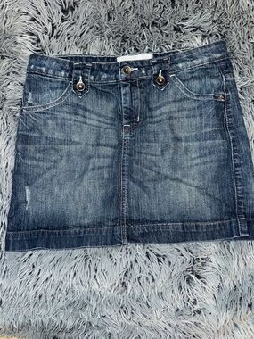 Paper Denim & Cloth Jean Denim Mini Skirt Women's Size 30 Dark Distressed